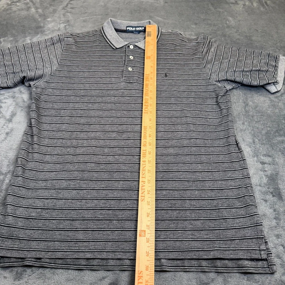 Polo Golf Ralph Lauren Polo Shirt Mens Extra Large Gray Black Striped Cotton